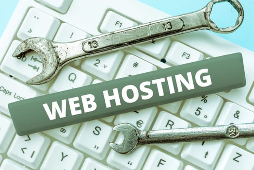 Writing displaying text Web Hosting, Word for The activity of providing storage space and access for websites
