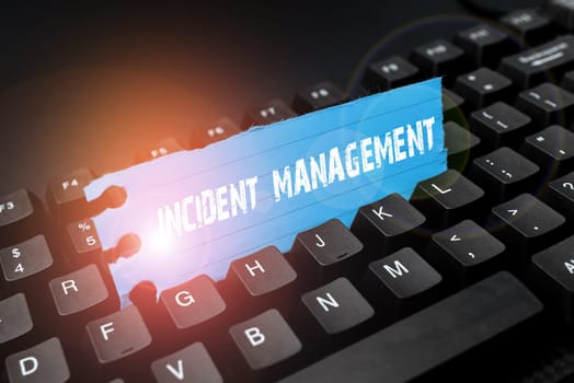 Conceptual display Incident Management, Word Written on Process to return Service to Normal Correct Hazards