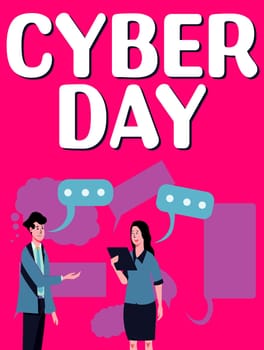 Text caption presenting Cyber Day, Word for marketing term for the Monday after the Thanksgiving in the US