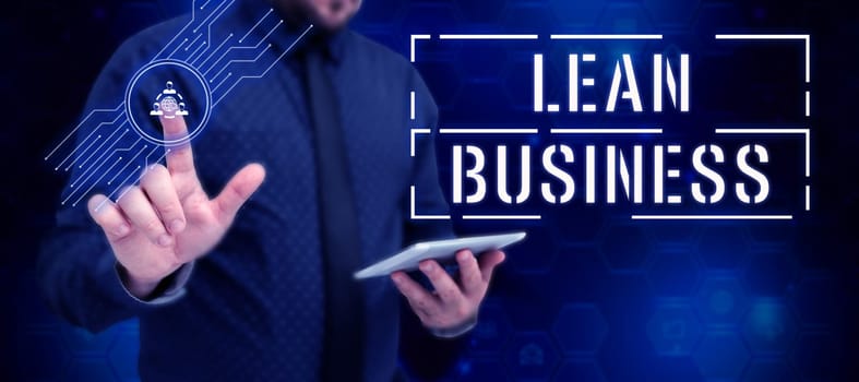 Text showing inspiration Lean Business, Word Written on improvement of waste minimization without sacrificing productivity