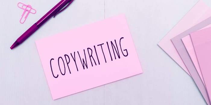 Conceptual display Copywriting, Business idea writing the text of advertisements or publicity material
