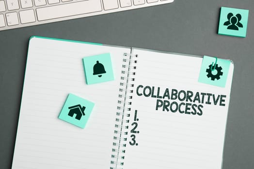 Handwriting text Collaborative Process, Internet Concept people and organizations work achieve results