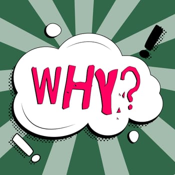 Sign displaying Why, Word Written on Asking for what reason and purpose Expressing surprise