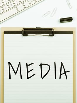 Handwriting text Media, Business overview the main means of mass communication that are regarded collectively