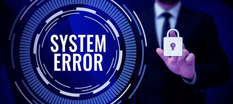 Conceptual display System Error, Concept meaning Technological failure Software collapse crash Information loss