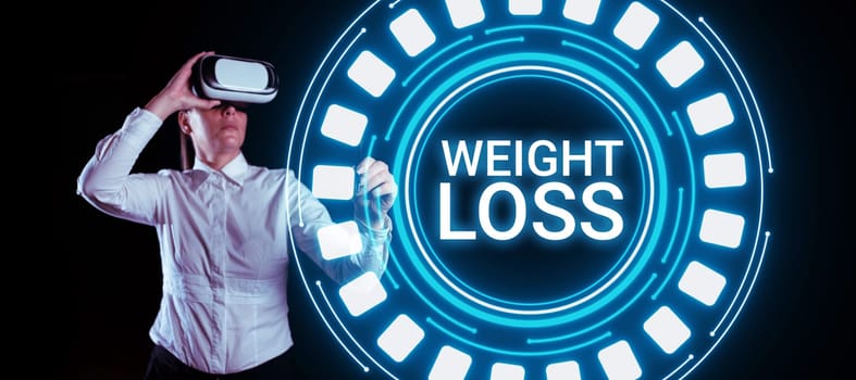 Sign displaying Weight Loss, Business overview Decrease in Body Fluid Muscle Mass Reduce Fat Dispose Tissue