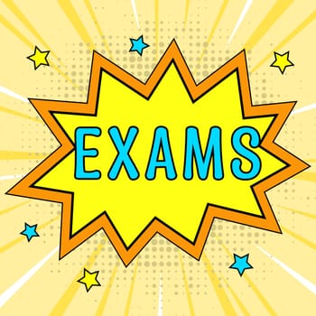 Handwriting text Exams, Concept meaning test of a specified kind to prove your strength and weakness
