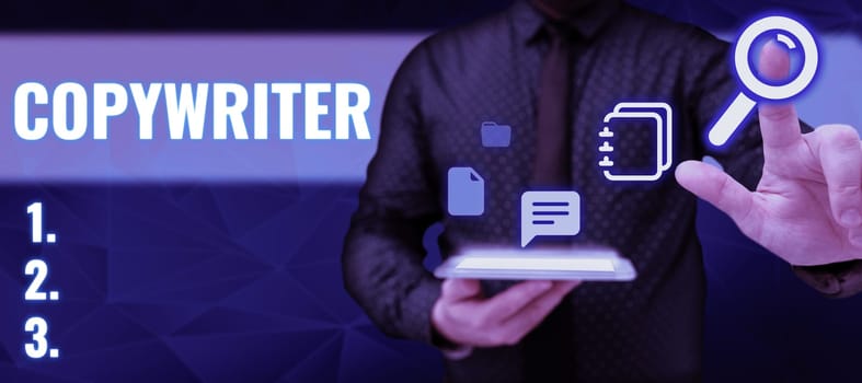 Conceptual caption Copywriter, Business approach writing the text of advertisements or publicity material