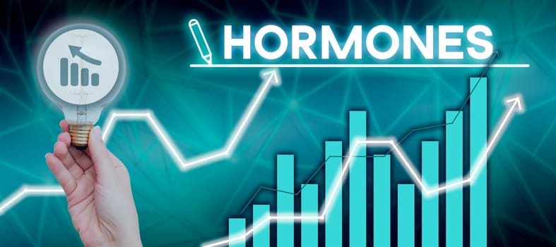 Writing displaying text Hormones, Business approach regulatory substance produced in organism transported tissue fluids