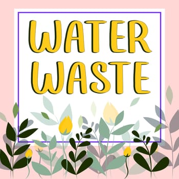 Text showing inspiration Water Waste, Business idea liquid that has been used as part of an industrial process