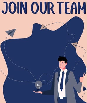 Conceptual caption Join Our Team, Business approach Allied Associate Work with us New Employee Hired Enlist