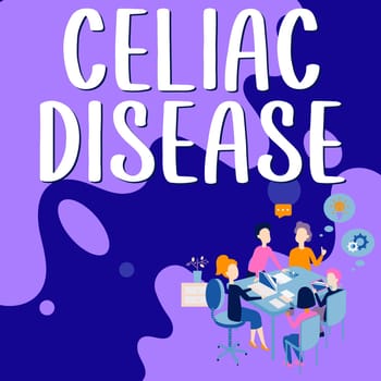 Handwriting text Celiac Disease, Business approach Small intestine is hypersensitive to gluten Digestion problem