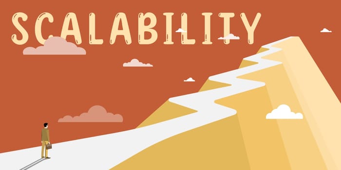 Conceptual display Scalability, Word Written on capable of being easily expanded or upgraded on demand