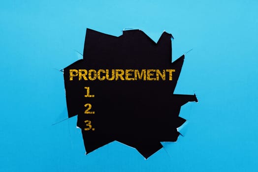 Text caption presenting Procurement, Internet Concept Procuring Purchase of equipment and supplies