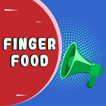Handwriting text Finger Food, Business showcase products and digestives that is to be held with the fingers for eating