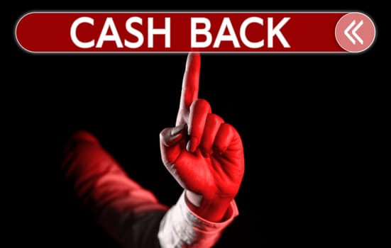 Conceptual display Cash Back, Business concept incentive offered buyers certain product whereby they receive cash