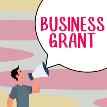 Hand writing sign Business Grant, Word for Working strategies accomplish objectives