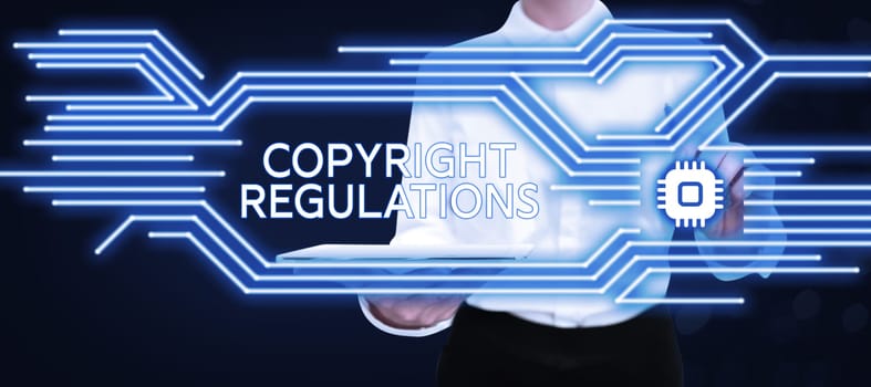 Conceptual caption Copyright Regulations, Business overview body of law that governs the original works of authorship