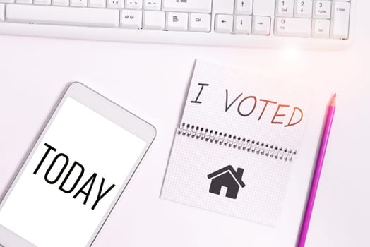 Text showing inspiration I Voted, Conceptual photo indication of a choice between two or more candidates through ballot