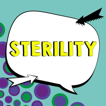 Conceptual display Sterility, Conceptual photo a condition of being free from pathogenic microorganisms