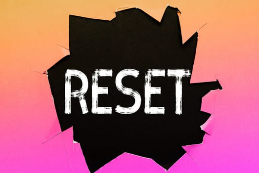 Text caption presenting Reset, Business concept cause device return to its factory mode Set again zero start point