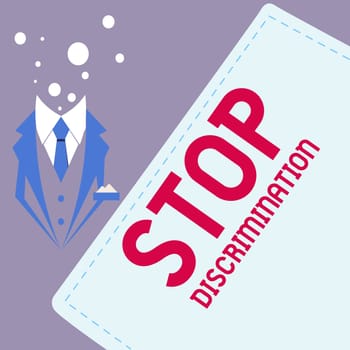 Conceptual caption Stop Discrimination, Conceptual photo Prevent Illegal excavation quarry Environment Conservation