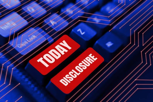 Text caption presenting Disclosure, Concept meaning The action of making New or Secret Confidential information known