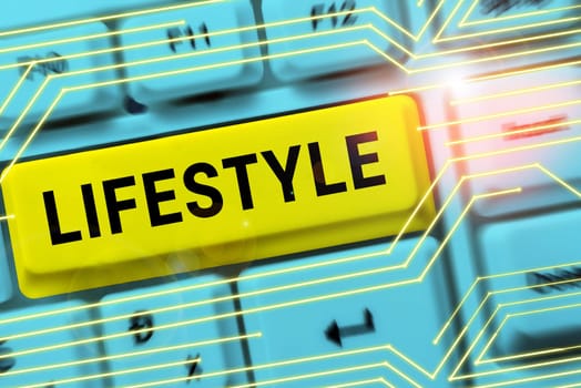 Text caption presenting Lifestyle, Business approach the typical way of living of an individual, group, or culture