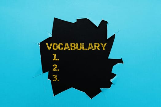 Conceptual display Vocabulary, Business approach collection of words and phrases alphabetically arranged and explained or defined