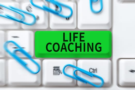 Handwriting text Life Coaching, Conceptual photo Improve Lives by Challenges Encourages us in our Careers