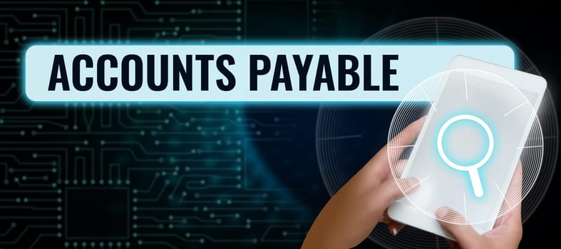 Handwriting text Accounts Payable, Concept meaning money owed by a business to its suppliers as a liability