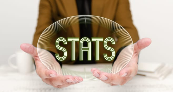 Text showing inspiration Stats, Conceptual photo practice or science of collecting and analysing numerical data