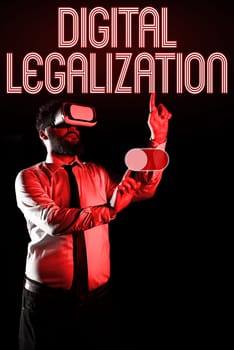 Writing displaying text Digital Legalization, Business idea accompanied by technology or by instructional practice