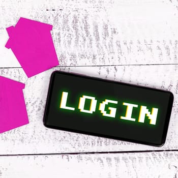 Conceptual display Login, Business overview Entering website Blog using username and password Registration