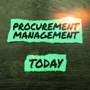 Text sign showing Procurement Management, Business overview buying Goods and Services from External Sources