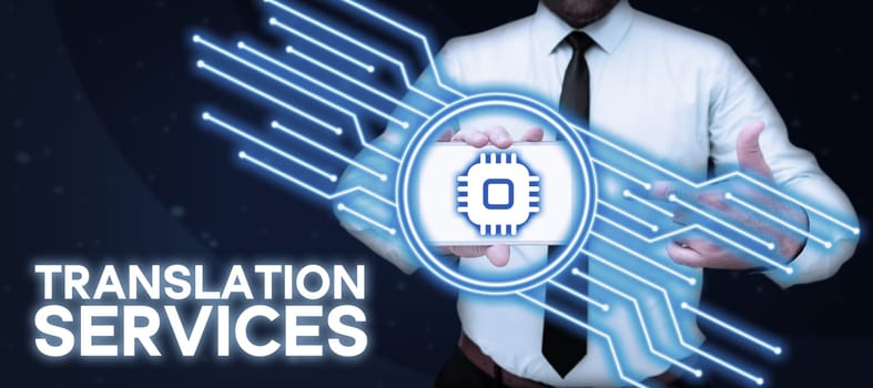 Conceptual caption Translation Services, Internet Concept organization that provide people to translate speech