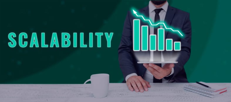 Sign displaying Scalability, Conceptual photo capable of being easily expanded or upgraded on demand