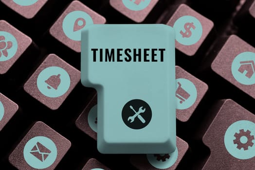 Text sign showing Timesheet, Business approach graphical representation of period time on which events are marked