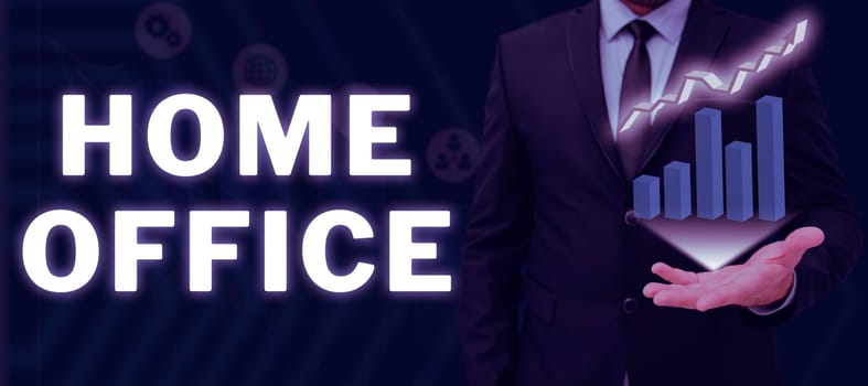 Hand writing sign Home Office, Business concept space designated in a person's residence for official business