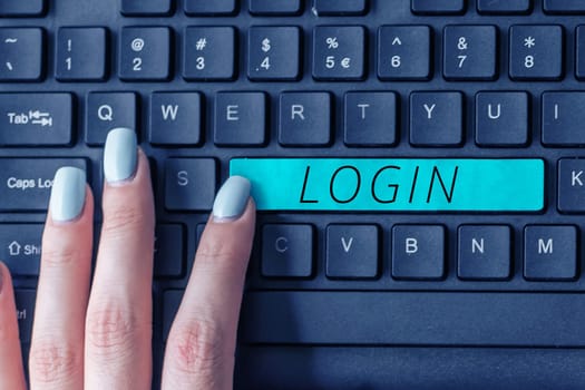 Handwriting text Login, Word Written on Entering website Blog using username and password Registration