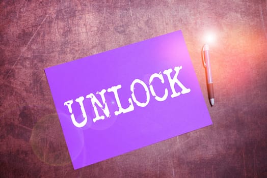 Conceptual display Unlock, Word Written on use password or other authentication to access full functionality