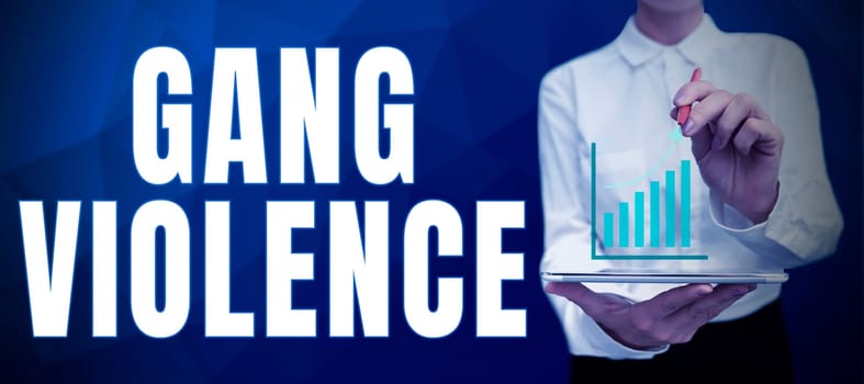 Conceptual caption Gang Violence, Internet Concept infringement of the laws caused by group of criminals and gangsters