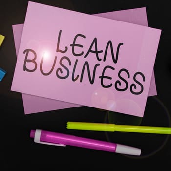 Text sign showing Lean Business, Business overview improvement of waste minimization without sacrificing productivity