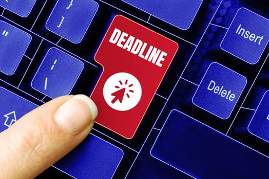 Text sign showing Deadline, Word Written on Period of time by which something must be finished or accomplished