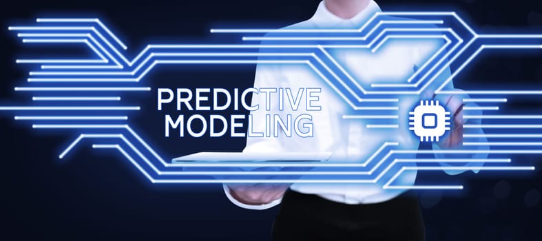Hand writing sign Predictive Modeling, Internet Concept maintenance strategy driven by predictive analytics