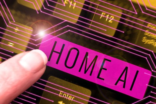 Inspiration showing sign Home Ai, Business idea home solution that enables automating the bulk of electronic