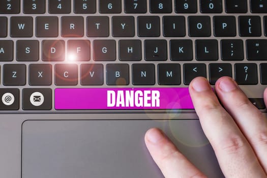 Writing displaying text Danger, Business showcase the possibility of something unwelcome or unpleasant happening