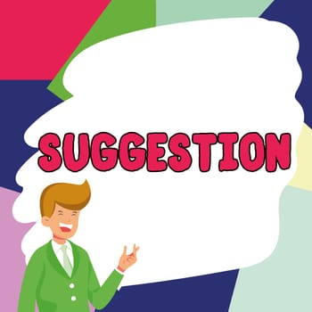 Text sign showing Suggestion, Business showcase the process of one thought leads to another through association of ideas