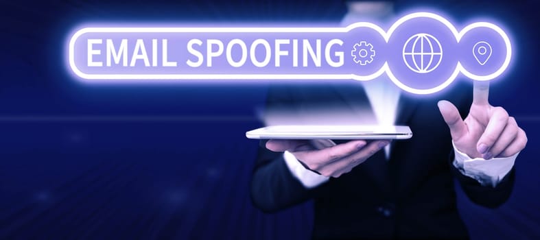 Inspiration showing sign Email Spoofing, Business idea secure the access and content of an email account or service