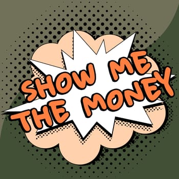 Hand writing sign Show Me The Money, Business overview Showing the cash before purchasing or making invests
